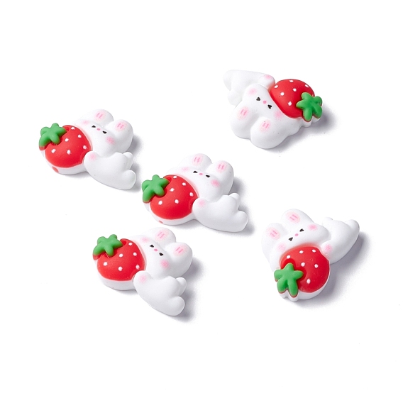 Resin Cabochons, Rabbit with Strawberry