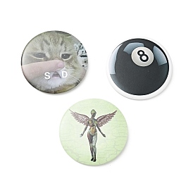 Broche de sécurité ronde plate en fer blanc, badge créatif pour les vêtements de sac à dos