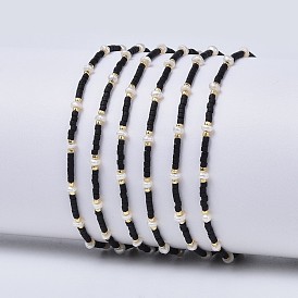 Nylon réglable bracelets cordon tressé de perles, avec perles de rocaille et perle japonaises