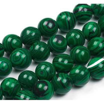 Perles synthétiques malachite brins, ronde