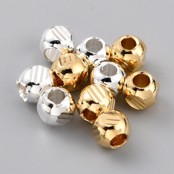 Brass Spacer Beads, Long-Lasting Plated, Faceted Round