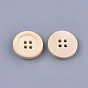 4-Hole Wooden Buttons, Undyed, Flat Round