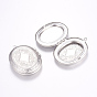 304 Stainless Steel Pendant Cabochon Settings, Locket Pendants, Photo Frame Charms for Necklaces, Oval