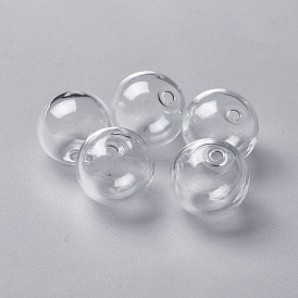 Handmade Blown Glass Globe Ball Bottles, for Glass Vial Pendants, Round, 16mm, Hole: 2mm