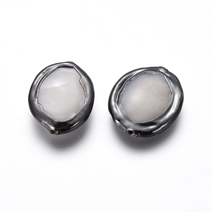 Perles de coquillages, avec les accessoires en laiton, ovale
