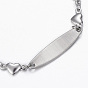 304 Stainless Steel ID Bracelets, with Lobster Claw Clasps, Heart