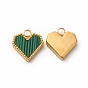 Synthetic Malachite Dyed Heart Charms, with Vacuum Plating 304 Stainless Steel Findings