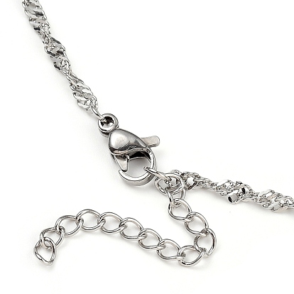 304 Stainless Steel Singapore Chain Necklaces, Water Wave Chain Necklaces, with Lobster Claw Clasps