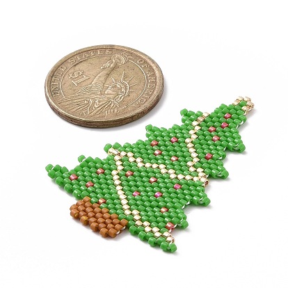 Handmade MIYUKI Japanese Seed Loom Pattern Seed Beads, Christmas Theme Pendants