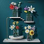 Kapok Potted Flowers Building Blocks, with Riband, DIY Artificial Bouquet Building Bricks Toy for Kids