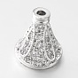 Brass Micro Pave Cubic Zirconia Bead Cones, 9x8mm, Hole: 1mm & 3mm