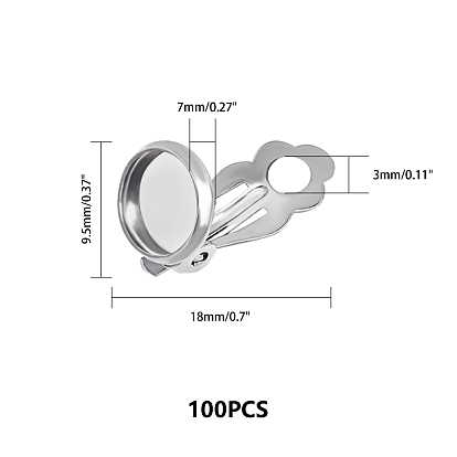 201 Stainless Steel Clip-on Earring Findings, Flat Round