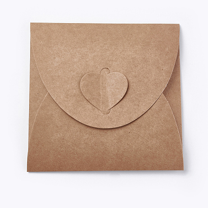 Vintage Square Heart Buckle CD Envelopes, Kraft Paper CD Bags