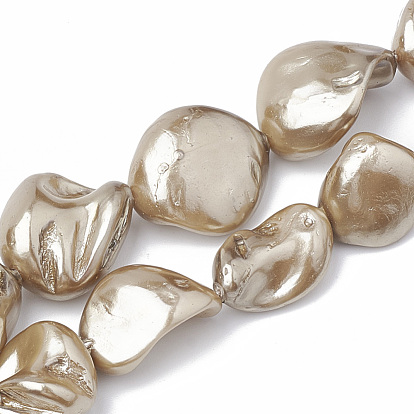 Shell Pearl Beads Strands, Polished, Nugget