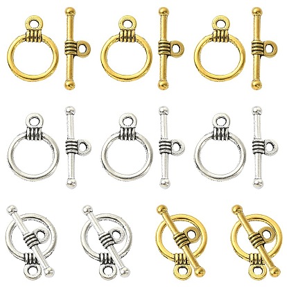 20Pcs 2 Colors Tibetan Style Alloy Toggle Clasps, for Jewelry Making, Ring