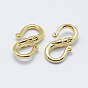 Brass S-Hook Clasps, Long-Lasting Plated, Real 18K Gold Plated, Nickel Free