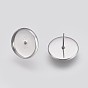202 Stainless Steel Stud Earring Settings, with 304 Stainless Steel Pin, Flat Round