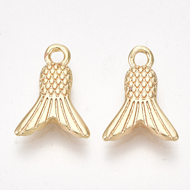 Brass Charms, Nickel Free, Real 18K Gold Plated, Fishtail Shape