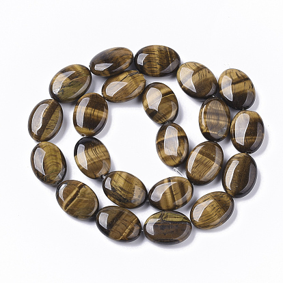 Natural Tiger Eye Beads Strands, Oval