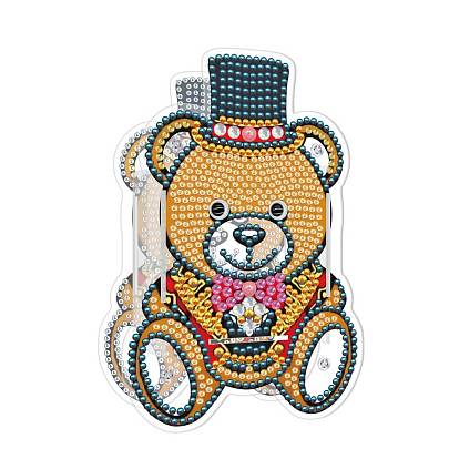 5d diy ours motif animal diamant peinture crayon porte-gobelet ornements kits, avec des strass de résine, stylo collant, plateau, colle argile et plaque acrylique