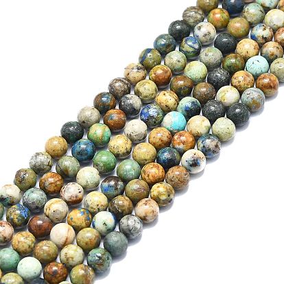 Brins de perles de chrysocolla et lapis lazuli naturelles, ronde