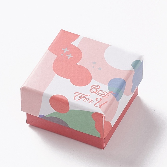 Картонные коробки ювелирных изделий, с губкой внутри, для ювелирной подарочной упаковки, квадратный