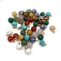 Gemstone Round Charms with Golden Plated Metal Findings