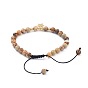 Adjustable Nylon Thread Braided Bead Bracelets, with Natural Gemstone Beads, Brass Charms and Beads, Star