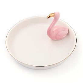 Porcelain Flamingo Ring Holder, Jewelry Tray, for Holding Small Jewelries, Rings, Necklaces, Earrings, Bracelets, Trinket, for Women Girls Birthday Gift