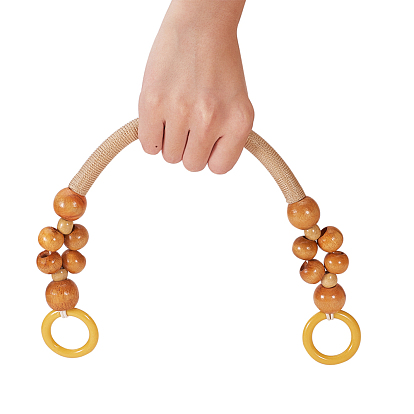 Poignées de sac en bois, avec perles en bois et corde, pour accessoires de remplacement pour sangles de sac à main