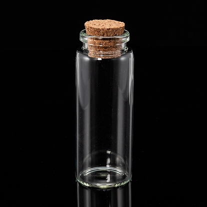 Bouteilles de verre bocal en verre, avec bouchon en liège, souhaitant bouteille, perle conteneurs, clair, 70x27mm