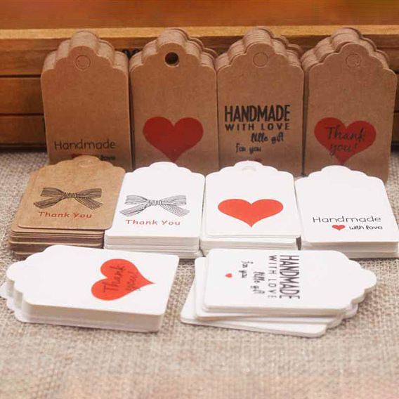 Étiquettes-cadeaux en papier, étiquettes de suspension, pour les arts et l'artisanat, pour mariage / saint valentin / action de grâces, rectangle avec mot
