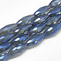 Electroplate Glass Beads Strands, Rainbow Plated, Faceted, Olive
