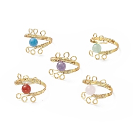 Круглое кольцо из бисера с драгоценными камнями, украшения из золотой медной проволоки для женщин