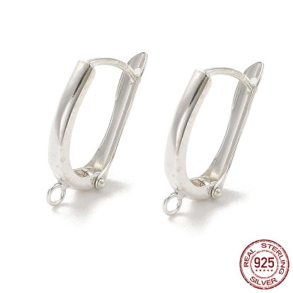 925 Sterling Silver Hoop Earring Finddings, Latch Back with Loops, with S925 Stamp