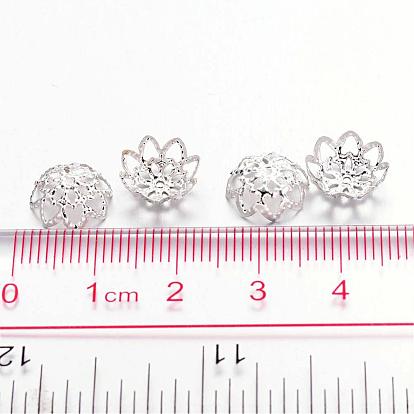 Chapeaux de perles fantaisie en fer, fleur, 10x4mm, Trou: 1mm