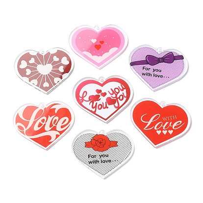 Valentine's Day Transparent Acrylic Pendant, Heart Charm