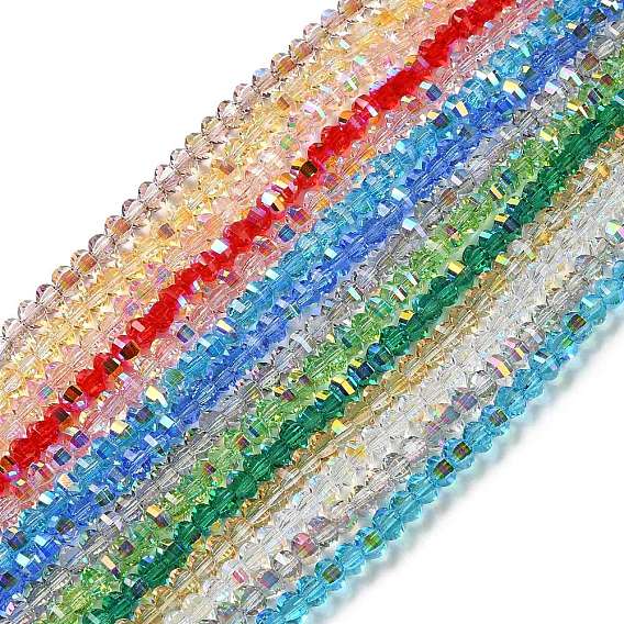 Transparentes perles de verre de galvanoplastie brins, couleur ab , facettes lanterne