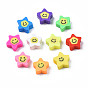 Handmade Polymer Clay Beads, Star with Smiling Face