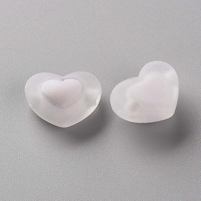 Transparent Acrylic Beads, Frosted, Bead in Bead, Heart