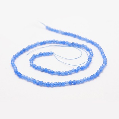 Dyed Natural White Jade Bead Strands, Faceted Round, 3mm, Hole: 0.5mm, about 115pcs/strand, 14.9 inch