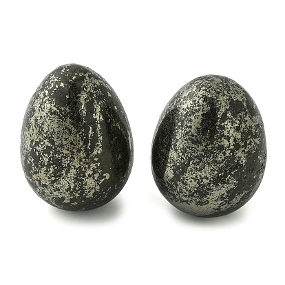 Piedra natural negro, sin agujero / sin perforar, forma de huevo