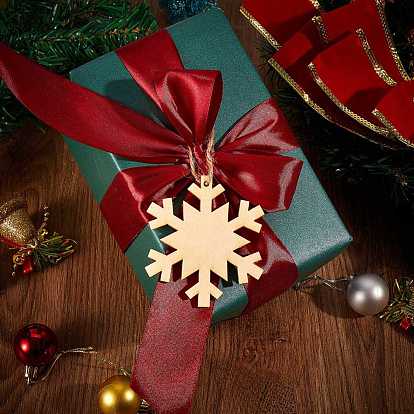 8 bolso 8 adornos recortados de madera natural sin terminar estilo, con la cuerda de cáñamo, para la decoración del hogar de regalo de fiesta temática navideña