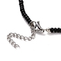 2 Pcs 2 Colors Black & White Glass Seed Beaded Necklaces Set, Choker Jewelry for Women and Girls