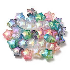 Placage uv transparent craquelé perles acryliques, dégradé de couleur, étoiles