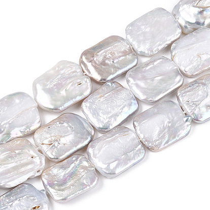 Natural Keshi Pearl Beads Strands, Cultured Freshwater Pearl, Baroque Pearls, Rectangle