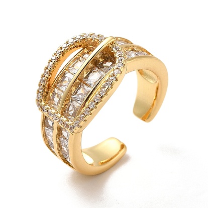 Открытое кольцо-манжета в форме пряжки из прозрачного циркония, ионное покрытие (ip) латунное широкое кольцо для женщин