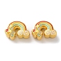 Rack Plating Alloy Enamel European Beads, Large Hole Beads, Cadmium Free & Lead Free, Rainbow with Cloud, Matte Gold Color