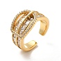 Открытое кольцо-манжета в форме пряжки из прозрачного циркония, ионное покрытие (ip) латунное широкое кольцо для женщин