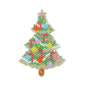 Handmade MIYUKI Japanese Seed Loom Pattern Seed Beads, Christmas Tree Pendants